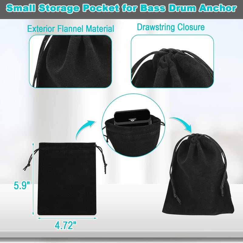 TXesign Bass Drum Rug Anchor for Drum Set, Acrylic Bass Drum Stopper with Storage Pocket Bass Drum Anti-Slip Base Accessory for Drum Mats, Rugs and Carpets (1 Piece) - Image 5